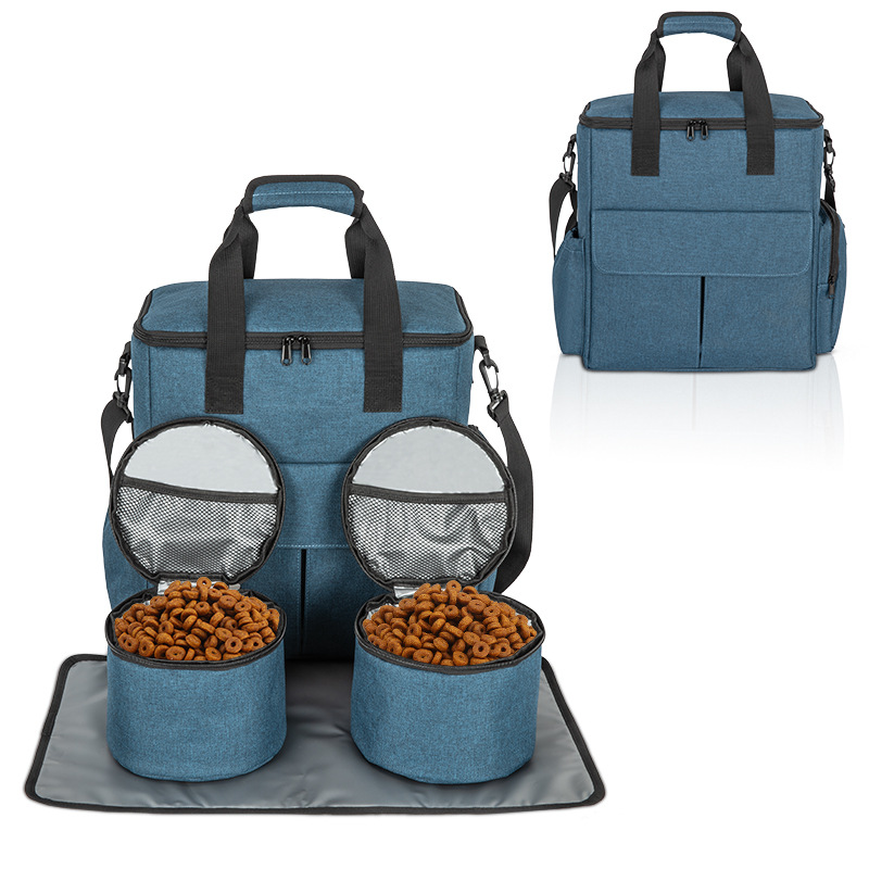 Pet Travel Bag Set with Food Pouch: Portable Handheld Dog Carrier for Outdoor Trips